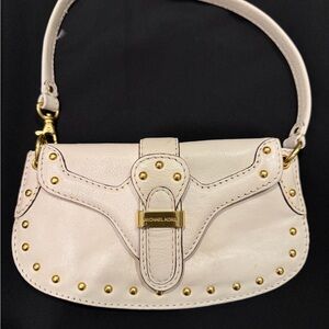 Michael Kors Off-White Shoulder Bag with Gold Accents